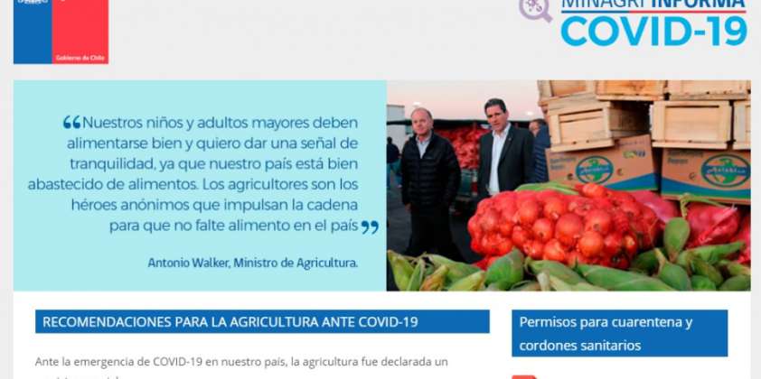 Sitio web con recomendaciones para el Sector Agrícola ante el Covid-19 lanzó MINAGRI