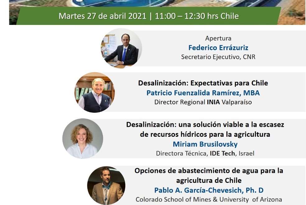 Webinar: Desalinización y reúso de agua en la agricultura